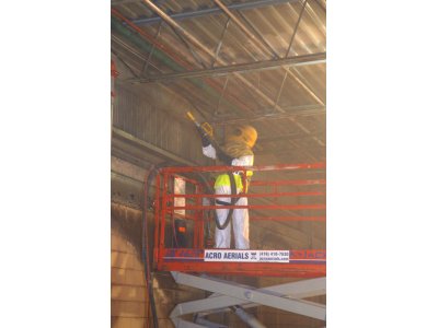 Sandblasting ceiling at GO Transit Bus Maintenance Facility